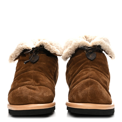Louis Vuitton Suede Shearling Quilted Flat Ankle Boot 41 Beige 3 of 9
