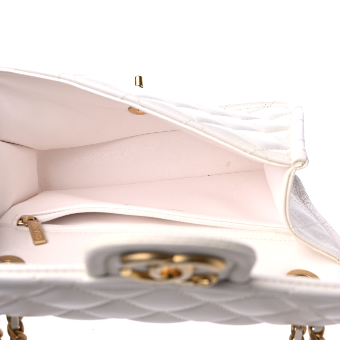 Caviar Quilted Medium Sweet Classic Flap White