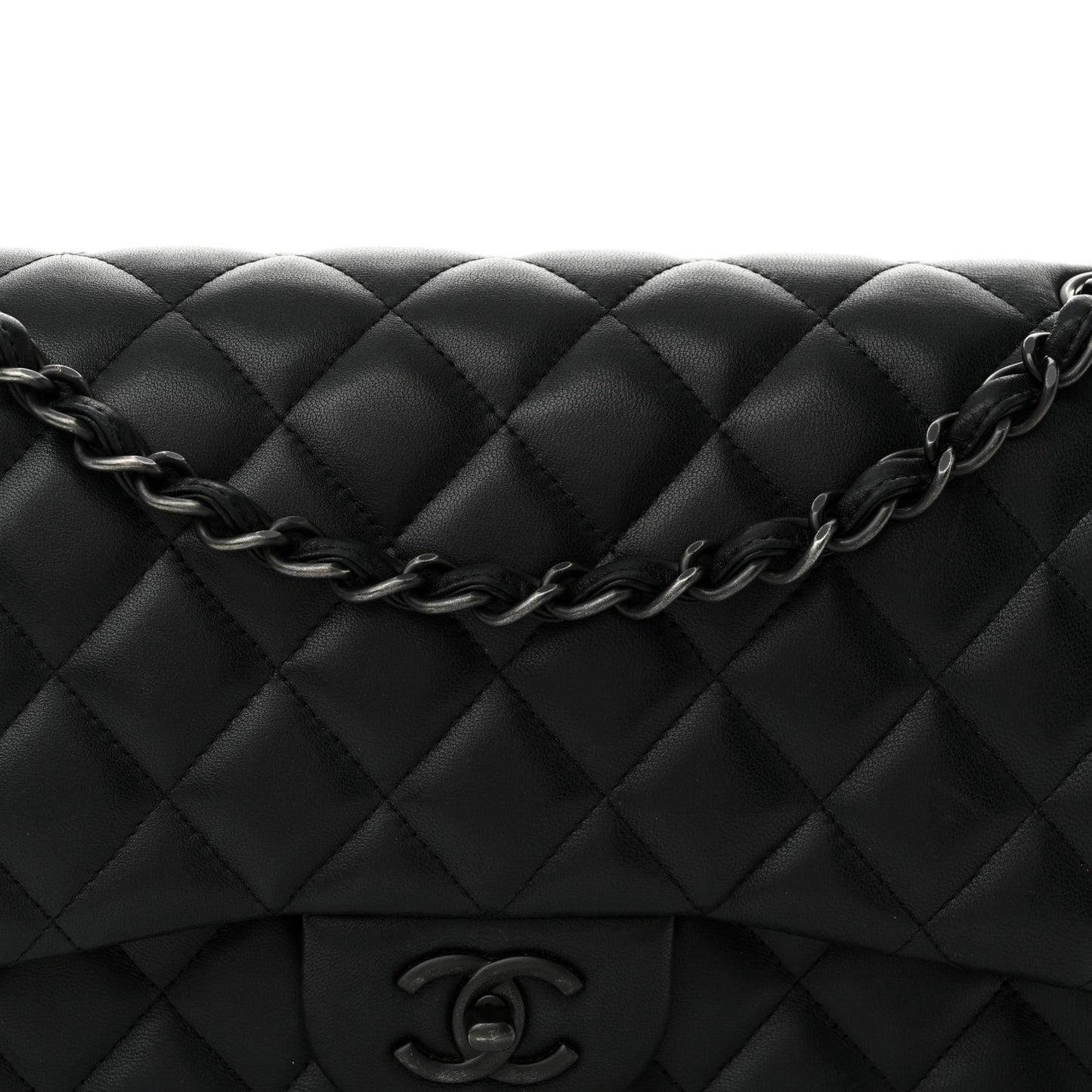 Lambskin Quilted Jumbo Double Flap So Black
