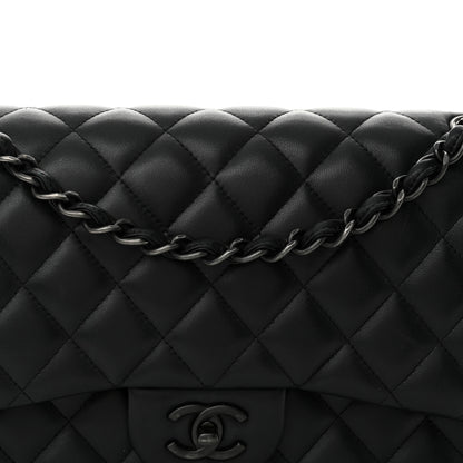 Chanel Lambskin Quilted Jumbo Double Flap So Black 8 of 16
