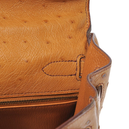 Hermes Ostrich Kelly Retourne 32 Gold 9 of 33