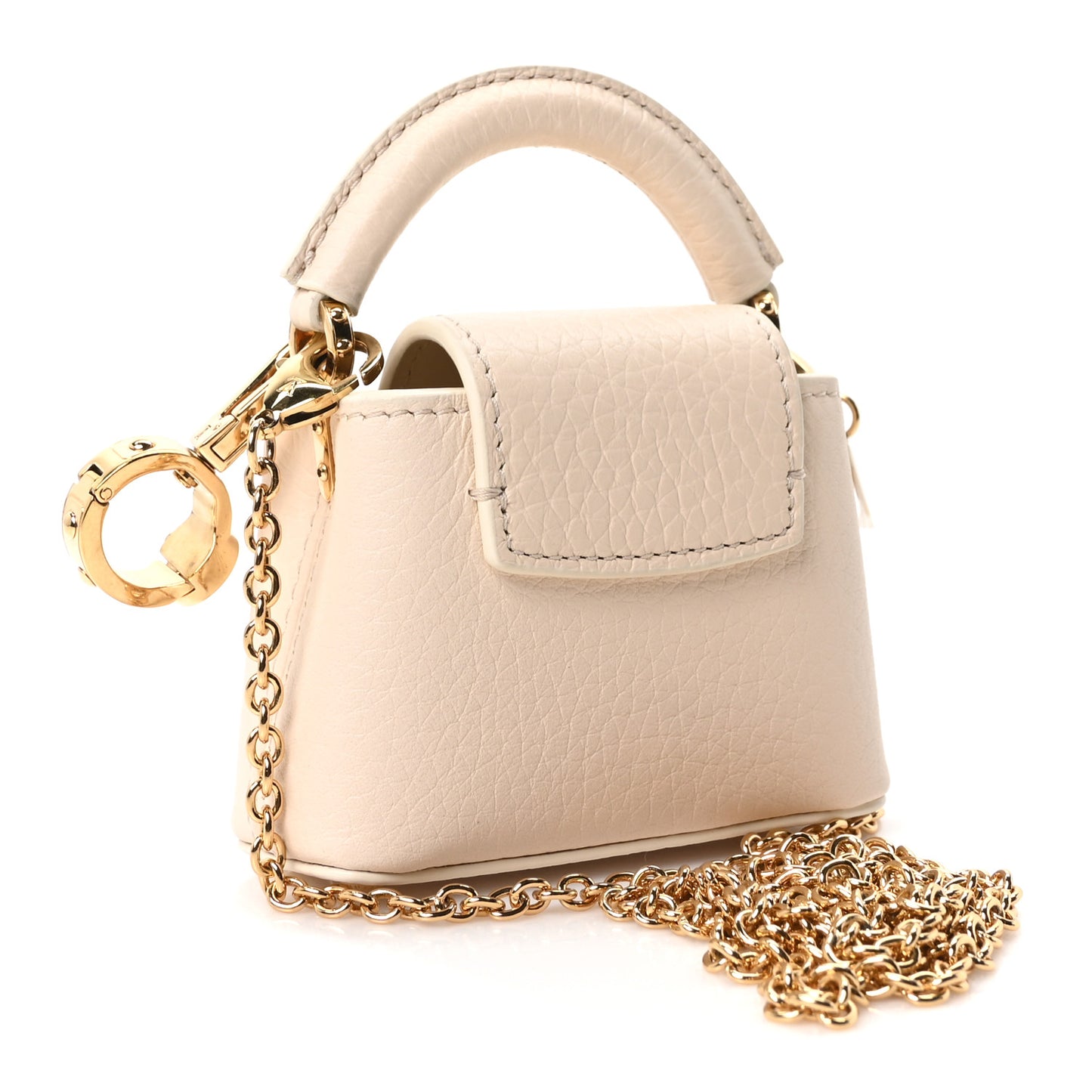 Taurillon Capucines Micro Bag Charm Beige