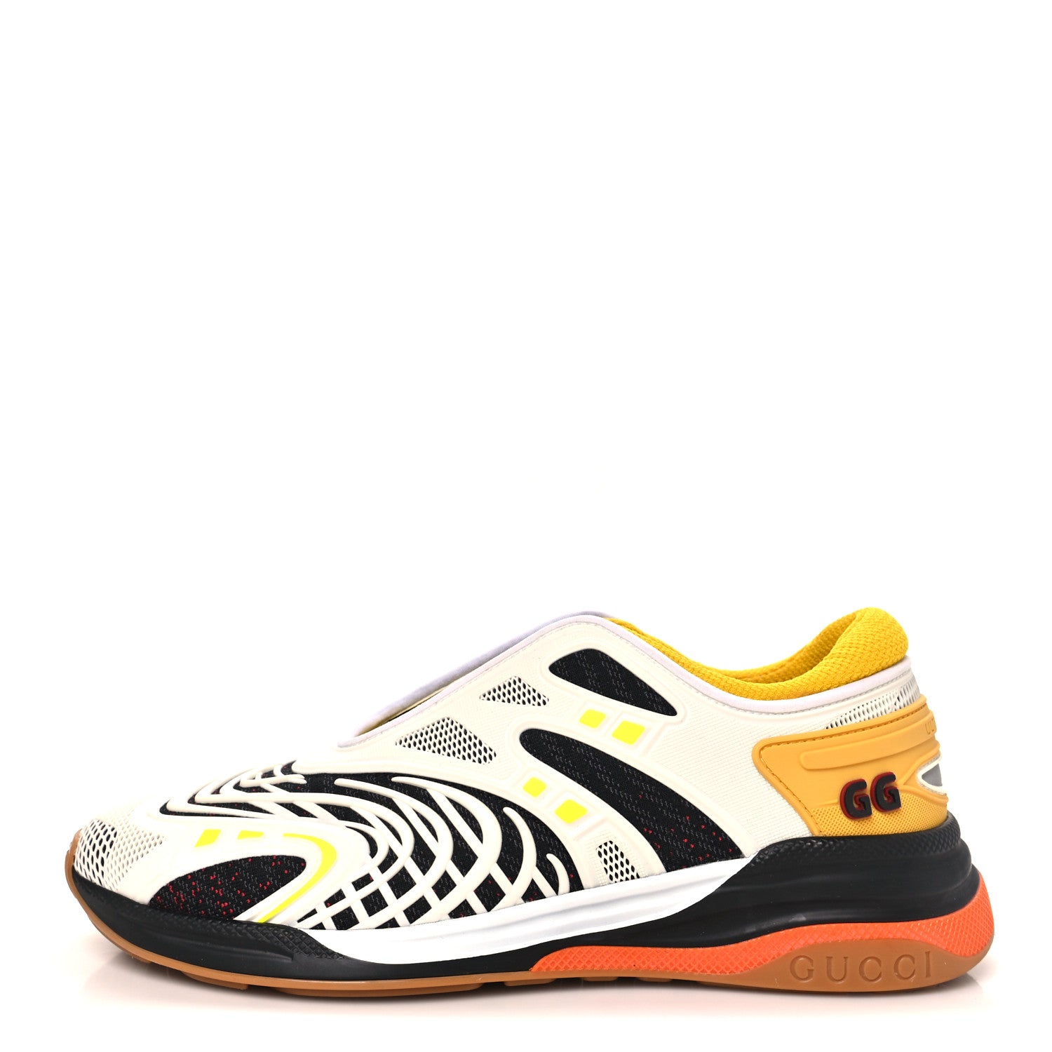 Gucci Fabric Womens Ultrapace R Mid Top Sneakers 39.5 White Yellow 1 of 8