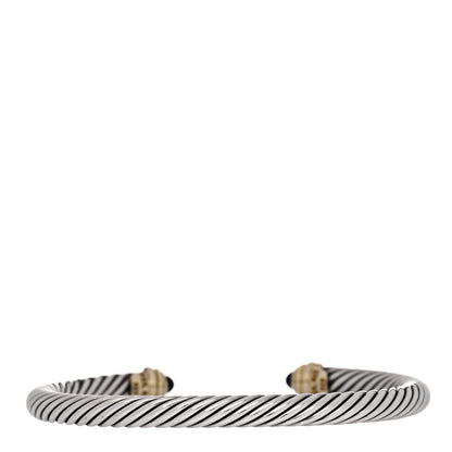David Yurman Sterling Silver 14K Yellow Gold Black Onyx 5mm Cable Classics Petite Color Bracelet 2 of 3