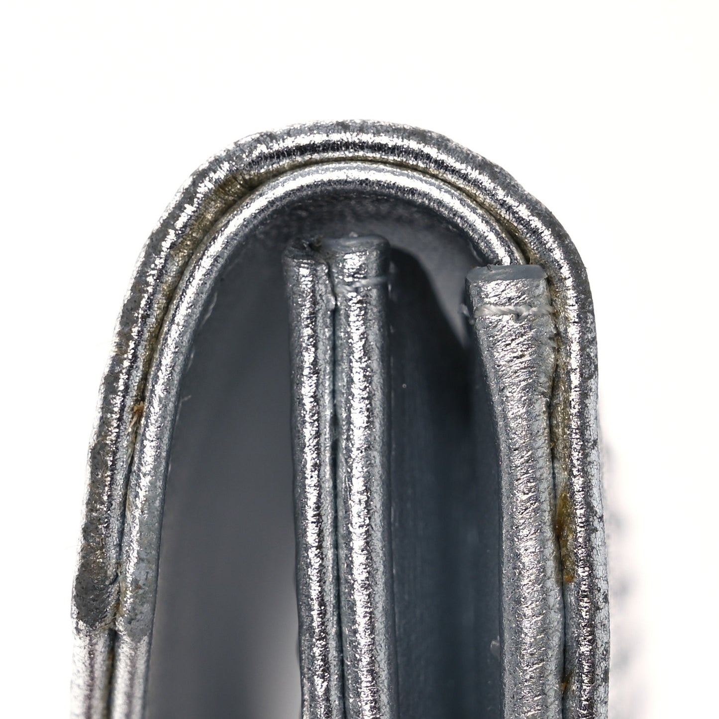 Metallic Lambskin Embossed Envelope Clutch Silver