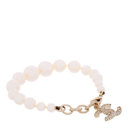 Chanel Graduated Pearl Crystal CC Bracelet Gold 1 of 3