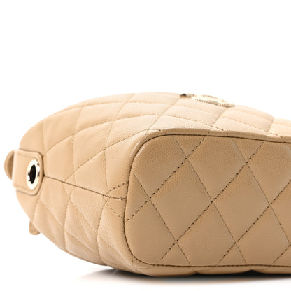 Chanel Caviar Quilted Hobo Clutch With Chain Dark Beige 9 of 11