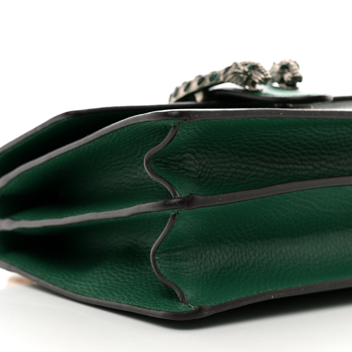 Dollar Calfskin Crystal Web Medium Dionysus Bamboo Top Handle Bag Emerald