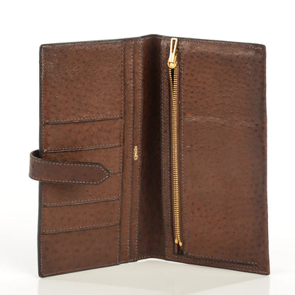Hermes Ostrich Bearn Wallet Chocolate 8 of 12