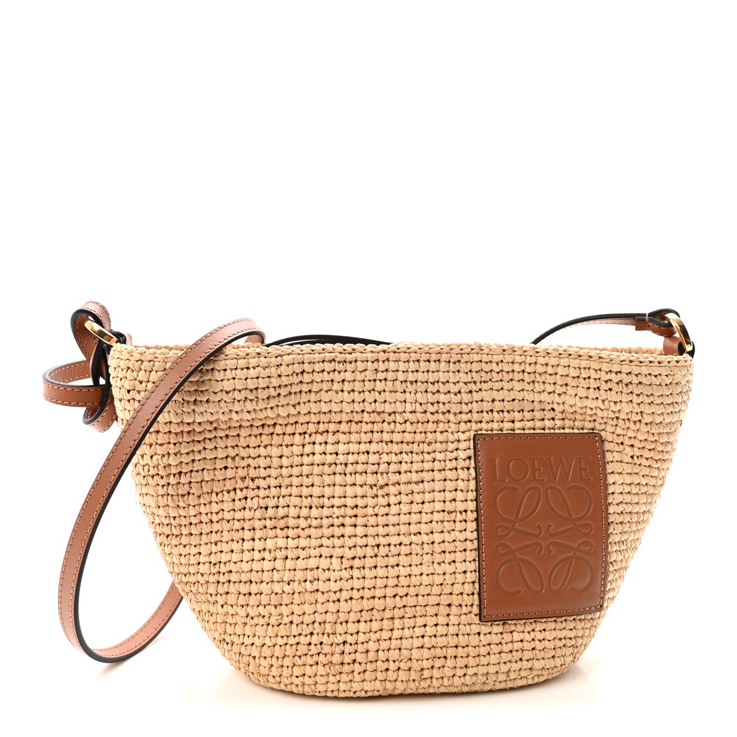 Loewe Calfskin Raffia Paulas Ibiza Pochette Bag Natural Tan 1 of 9