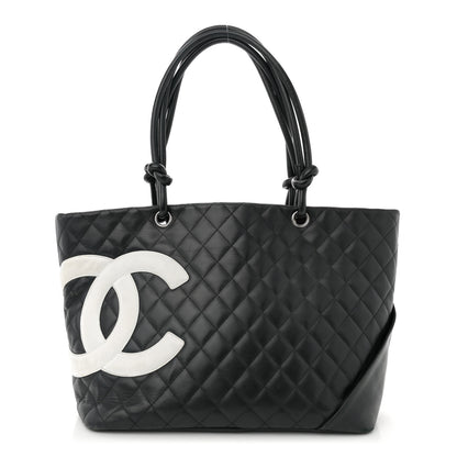 Chanel Calfskin Quilted Large Cambon Tote Black White 1 of 16
