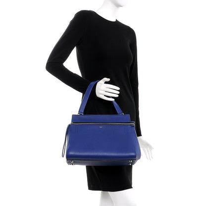 Celine Drummed Calfskin Small Edge Shoulder Bag Indigo 2 of 7
