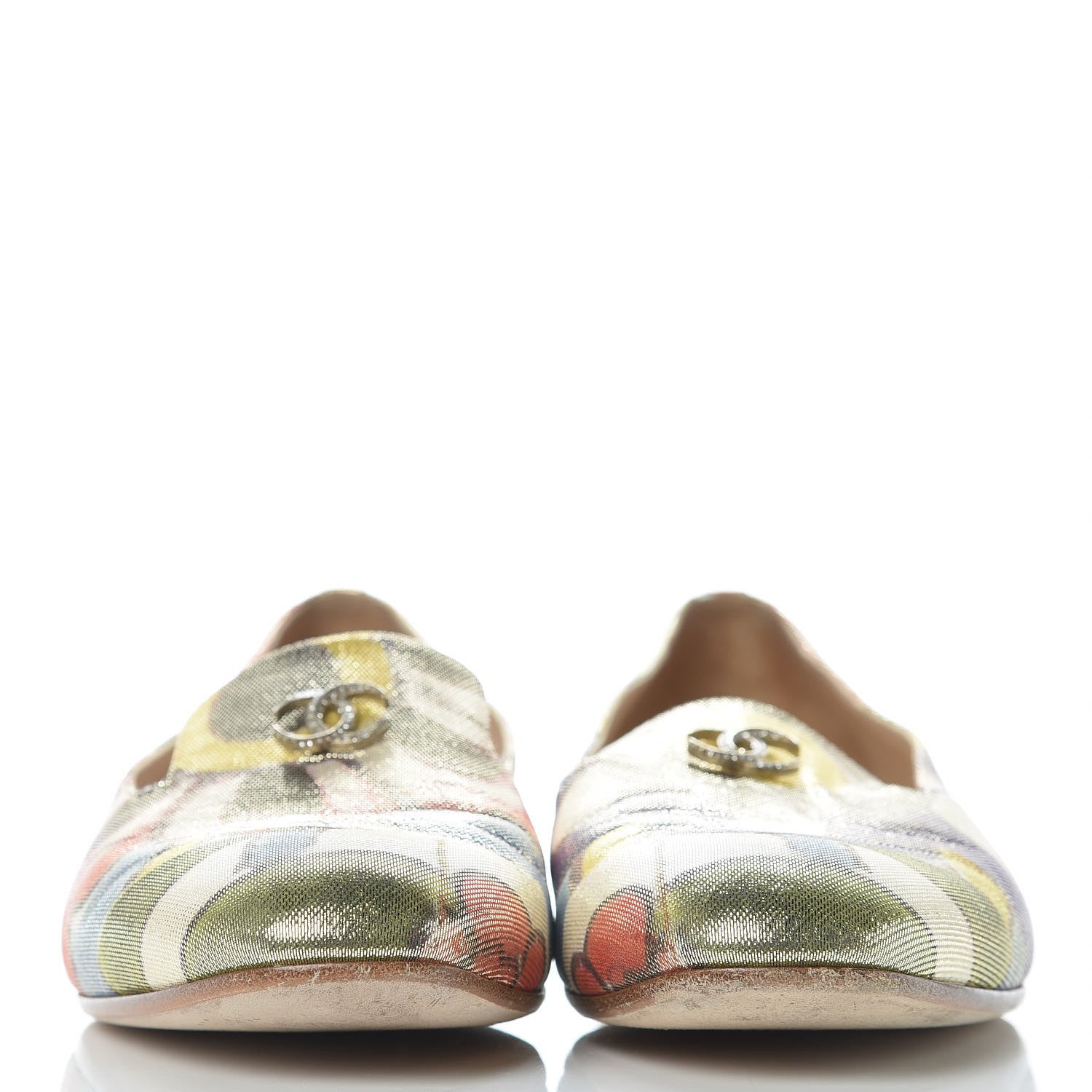 Chanel Crepe Calfskin Floral Printed Metallic Calfskin CC Mocassin Loafers 39 Multicolor 2 of 11