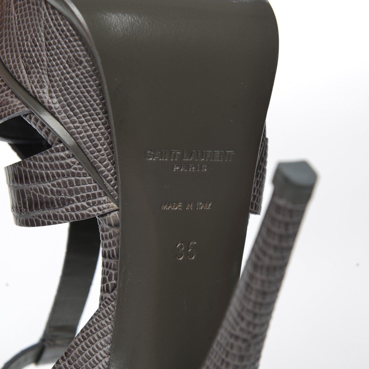 Saint Laurent Calfskin Lizard Embossed Tribute 105 Platform Sandals 35 Earth 6 of 9