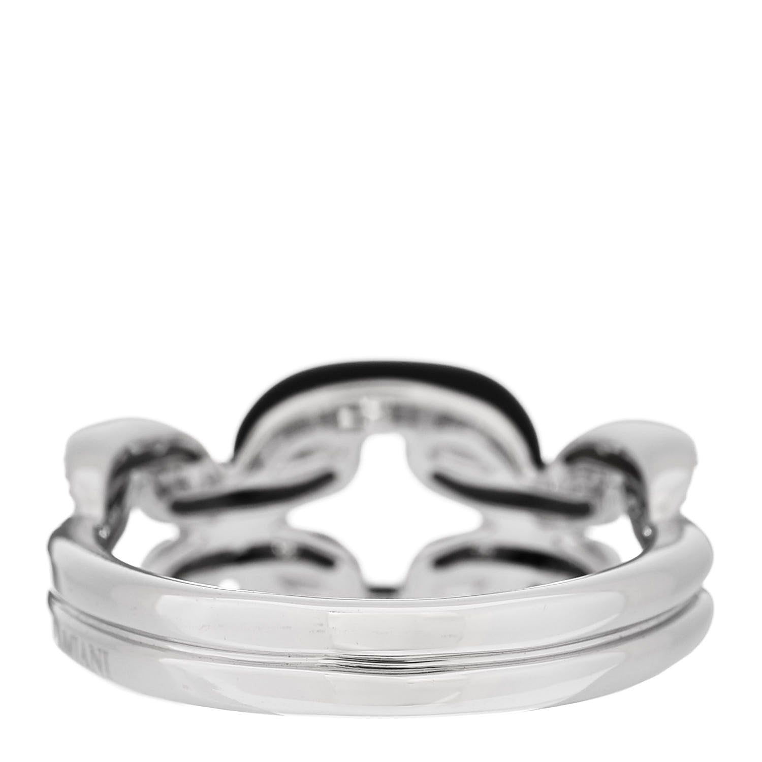 Damiani 18K White Gold Diamond Ceramic D.Lace Ring 54 7 Black 3 of 5