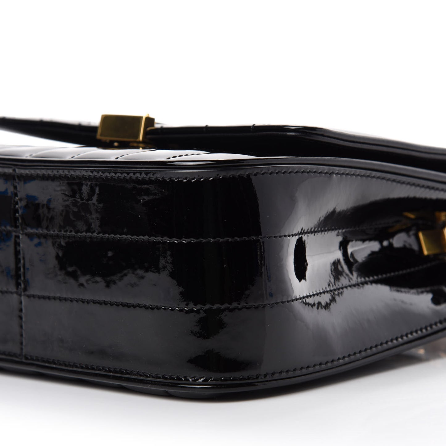 Patent Calfskin Matelasse Monogram Medium Vicky Chain Bag Black