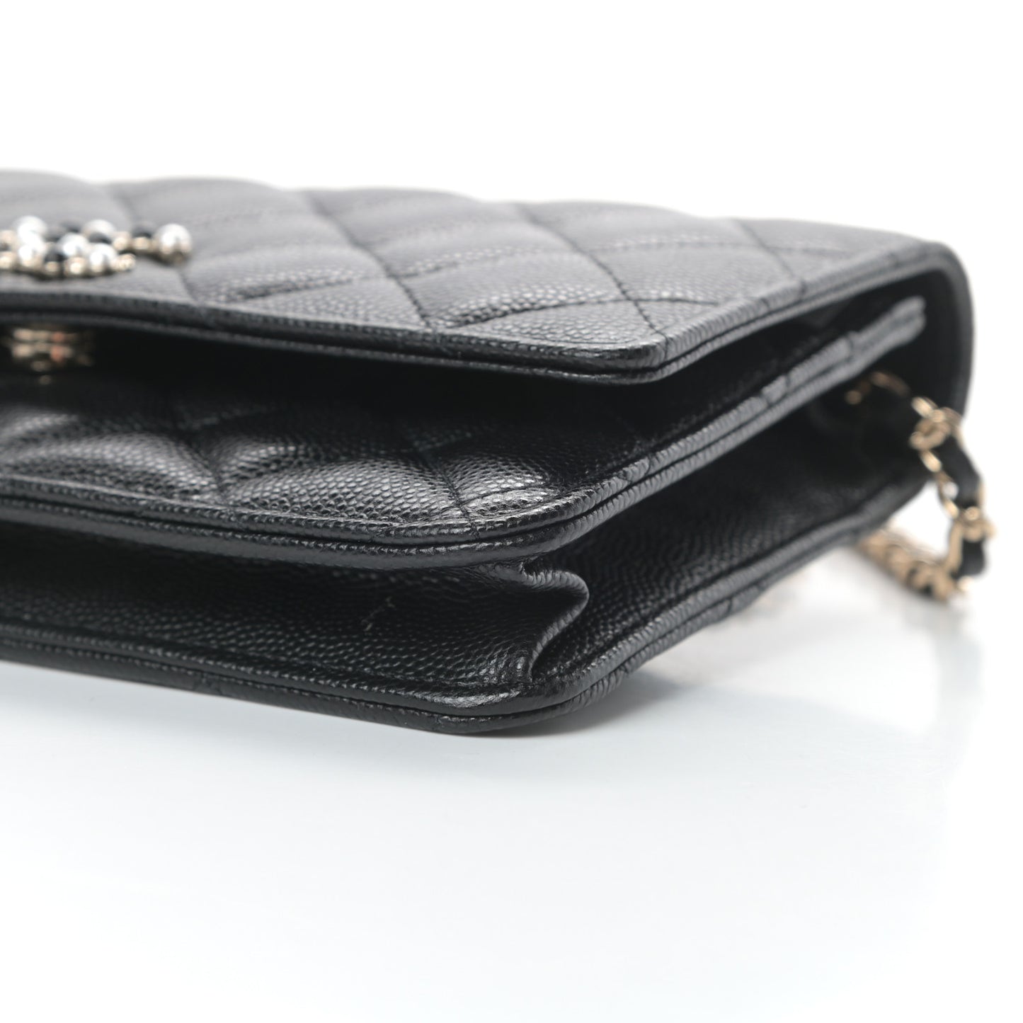 Caviar Quilted Coco Candy Wallet On Chain WOC Black