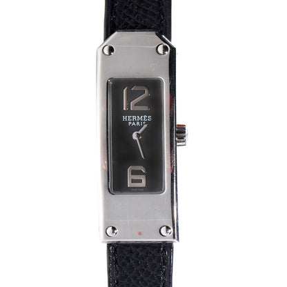 Hermes Stainless Steel Epsom 15mm Kelly II Quartz Watch Noir 1 of 6