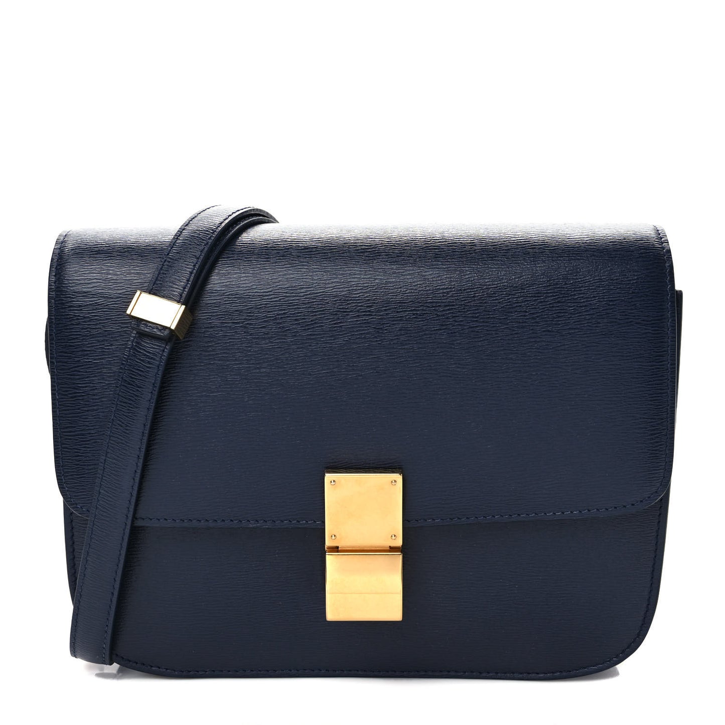 Liege Calfskin Medium Classic Box Flap Bag Dark Blue