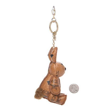 MCM Visetos Rabbit Key Ring Bag Charm Cognac 2 of 3