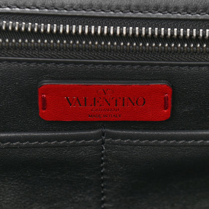 Valentino Garavani Calfskin Chevron Medium Rockstud Tote Light Ivory Black 6 of 14