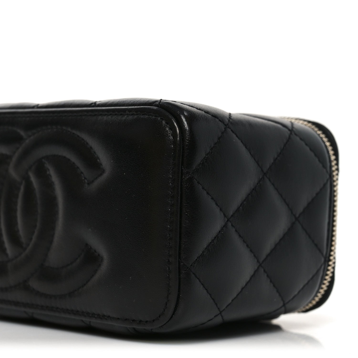 Chanel Lambskin Quilted Pearl Crush Small Vanity Case With Chain Black 10 of 11