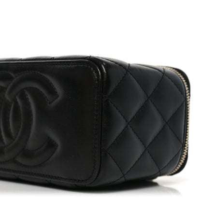 Chanel Lambskin Quilted Pearl Crush Small Vanity Case With Chain Black 10 of 11