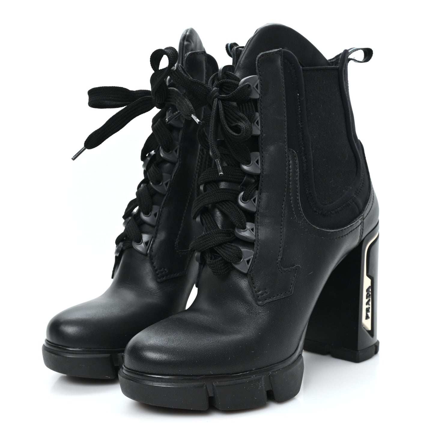 Vitello Montana Neoprene Lace Up Chelsea 110mm Ankle Boots 39 Black