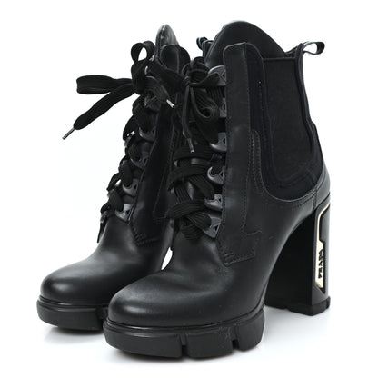Prada Vitello Montana Neoprene Lace Up Chelsea 110mm Ankle Boots 39 Black 4 of 9
