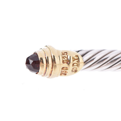 David Yurman Sterling Silver 14K Yellow Gold Garnet 4mm Kids Cable Bracelet 5 of 5