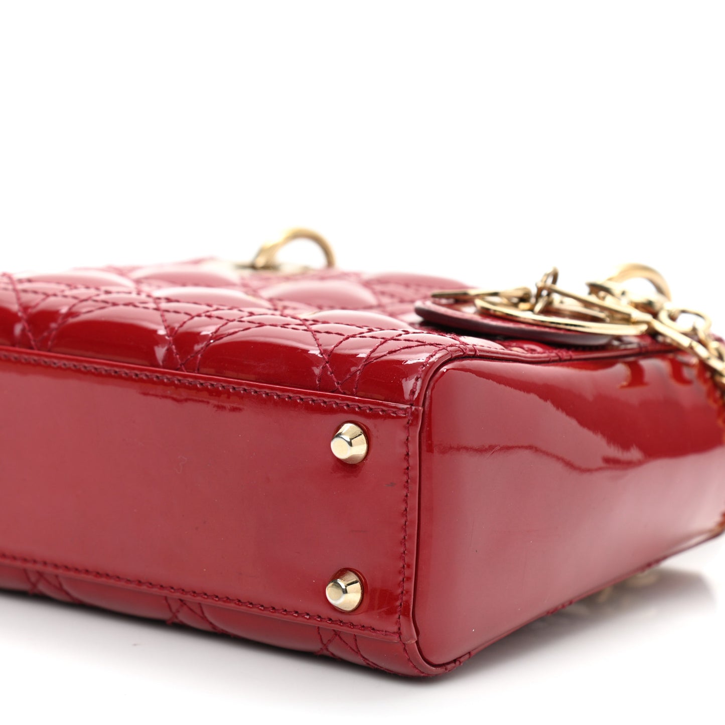 Patent Cannage Mini Lady Dior Red
