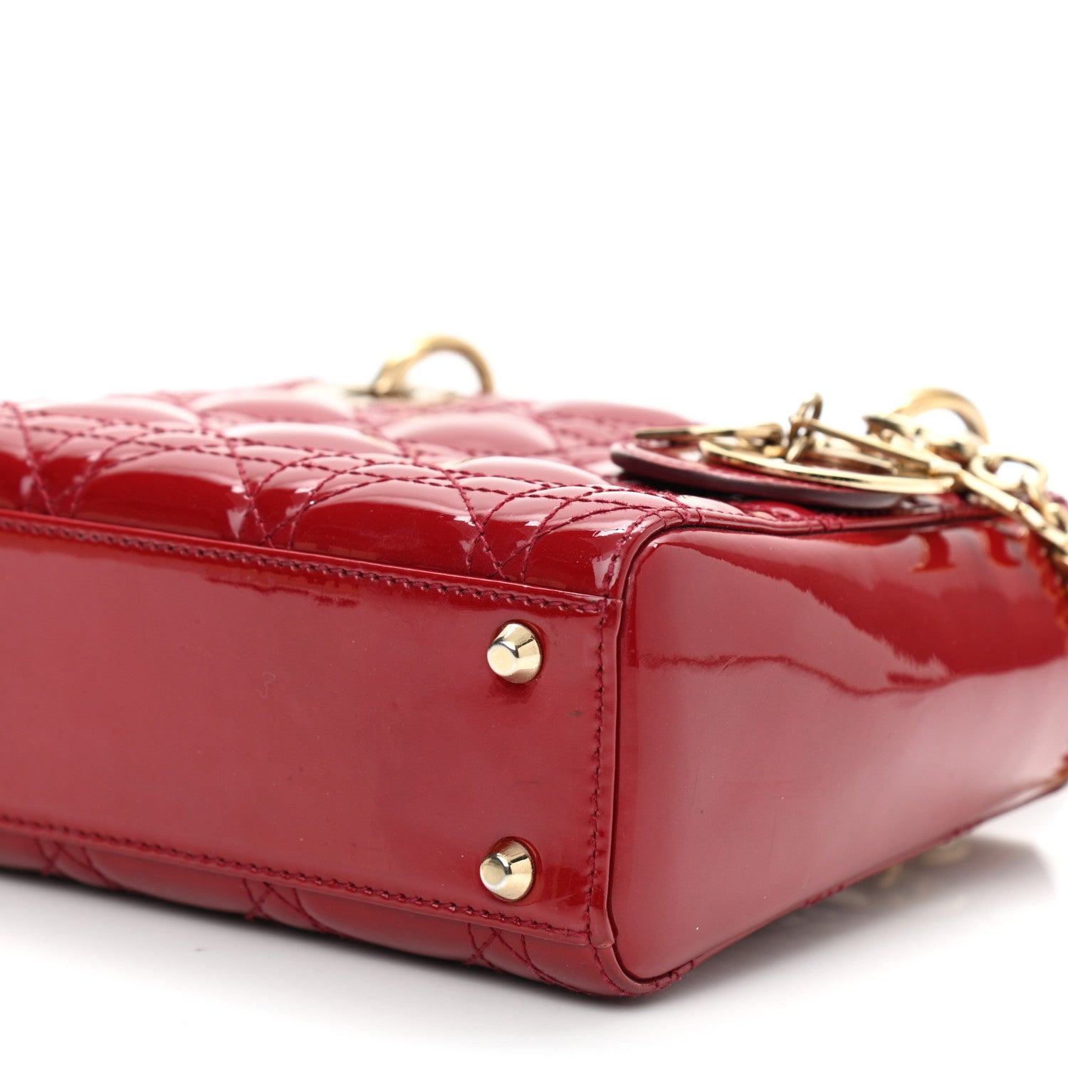 Christian Dior Patent Cannage Mini Lady Dior Red 8 of 9