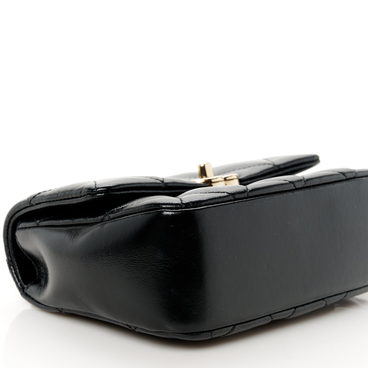 Shiny Lambskin Quilted Mini Coco Trip Flap Bag Black