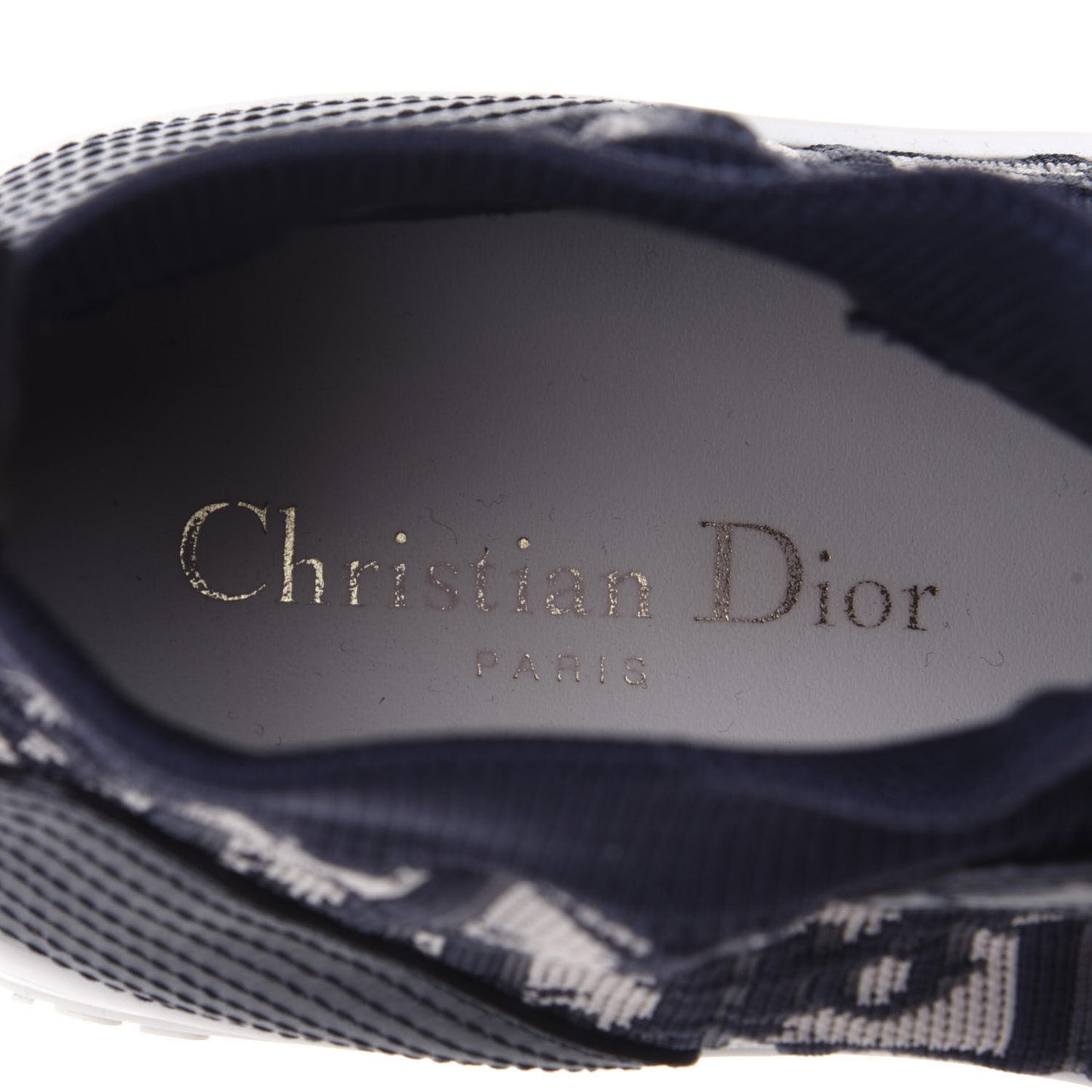 Technical Knit Calfskin Oblique Womens Walk'n Dior Mid Top Sneakers 40 Deep Blue
