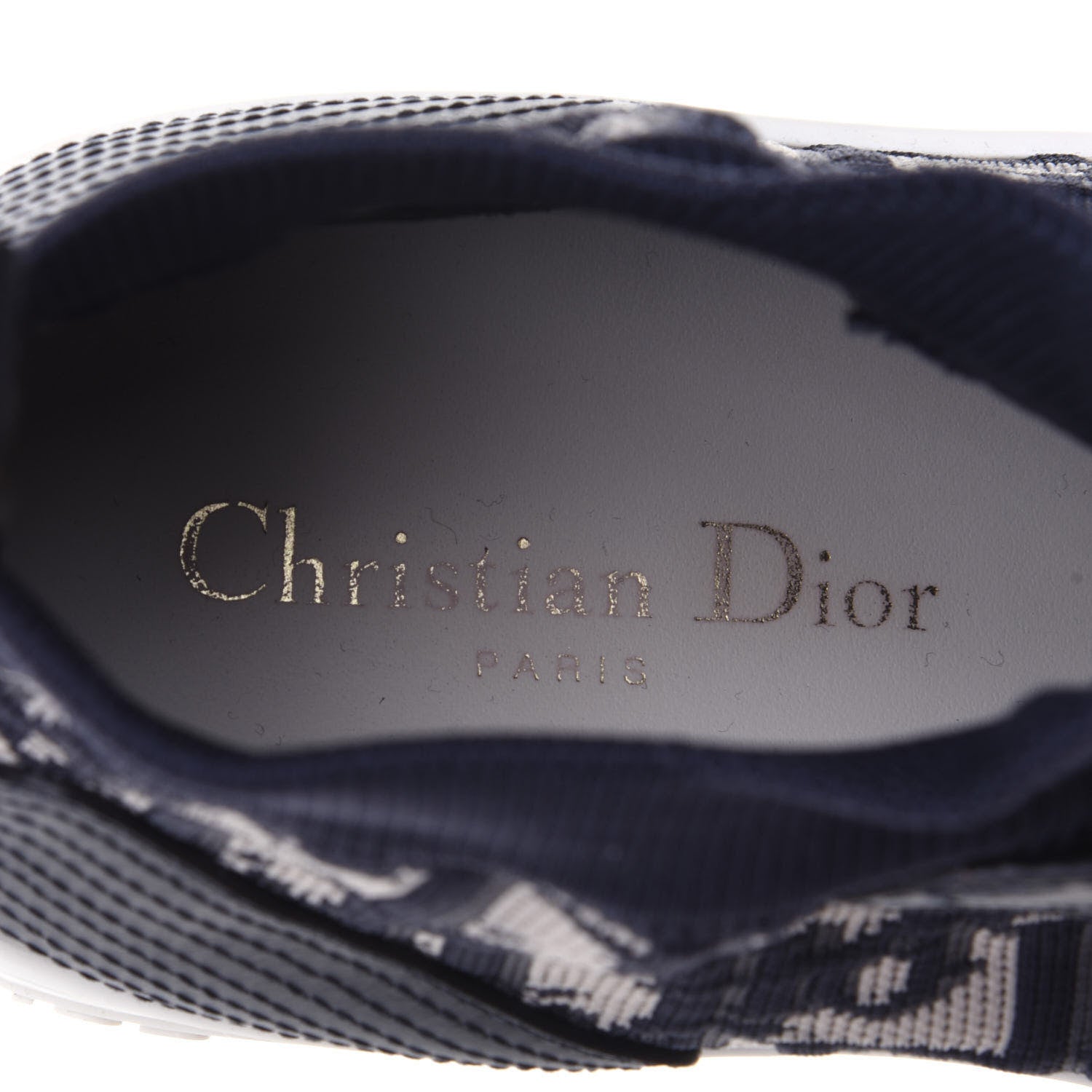 Christian Dior Technical Knit Calfskin Oblique Womens Walk'n Dior Mid Top Sneakers 40 Deep Blue 9 of 9
