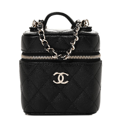 Chanel Caviar Quilted Small Handle With Care Vanity Case With Chain Black 1 of 9