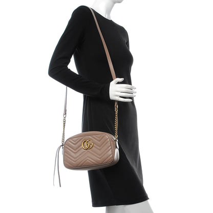 Gucci Calfskin Matelasse Small GG Marmont Chain Shoulder Bag Porcelain Rose 2 of 9
