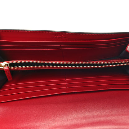 Fendi Vitello Cruise F is Fendi Bi-Color FF 1974 Embossed Continental Envelope Wallet Maya Black Fragola 5 of 9