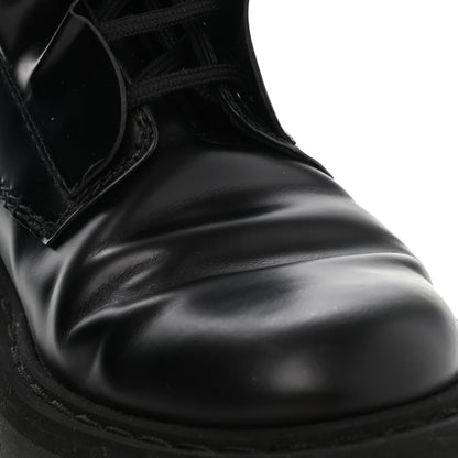 Valentino Garavani Calfskin Ruffle Heart Love Combat Boots 38 Black 10 of 11