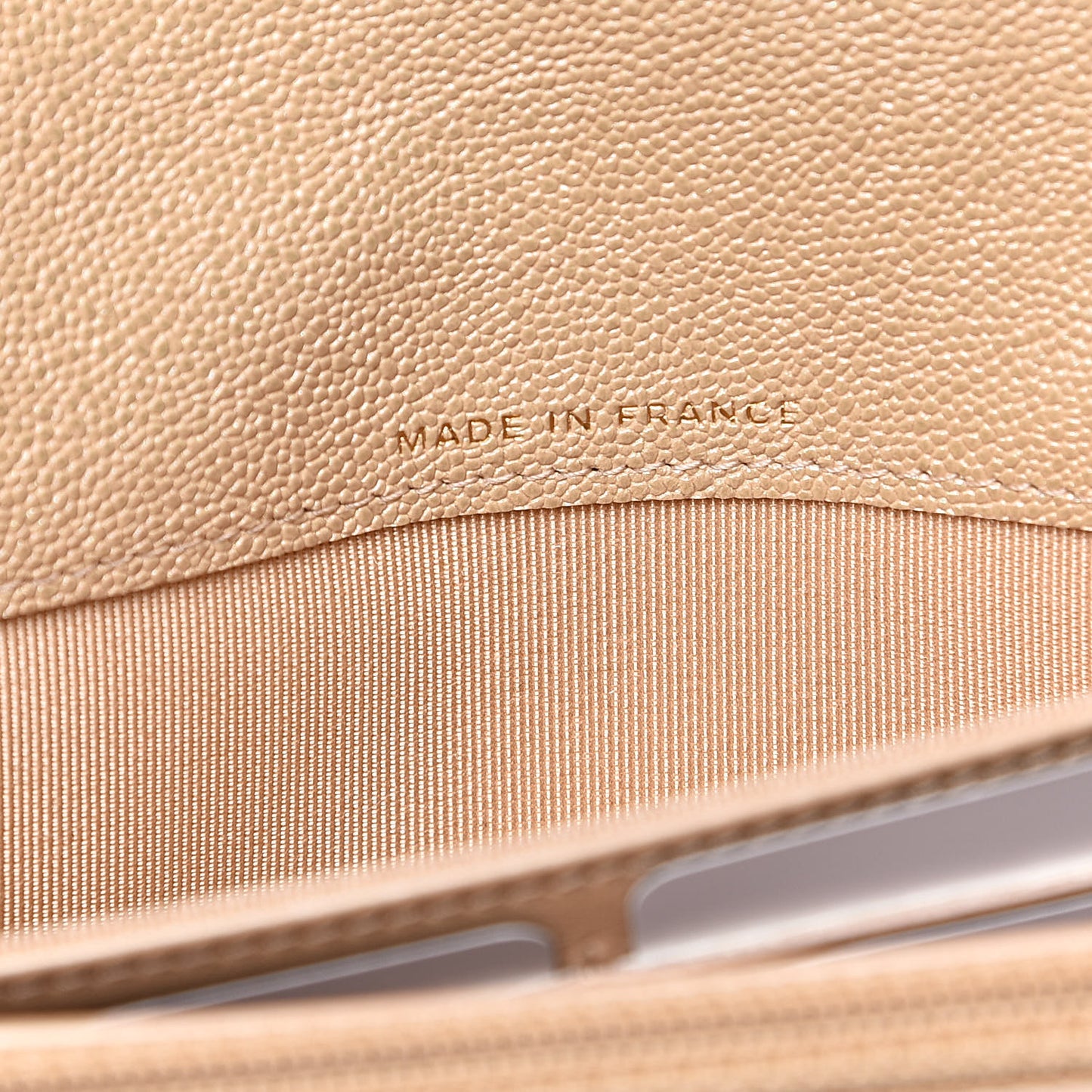 Iridescent Caviar Quilted Long Flap Wallet Beige