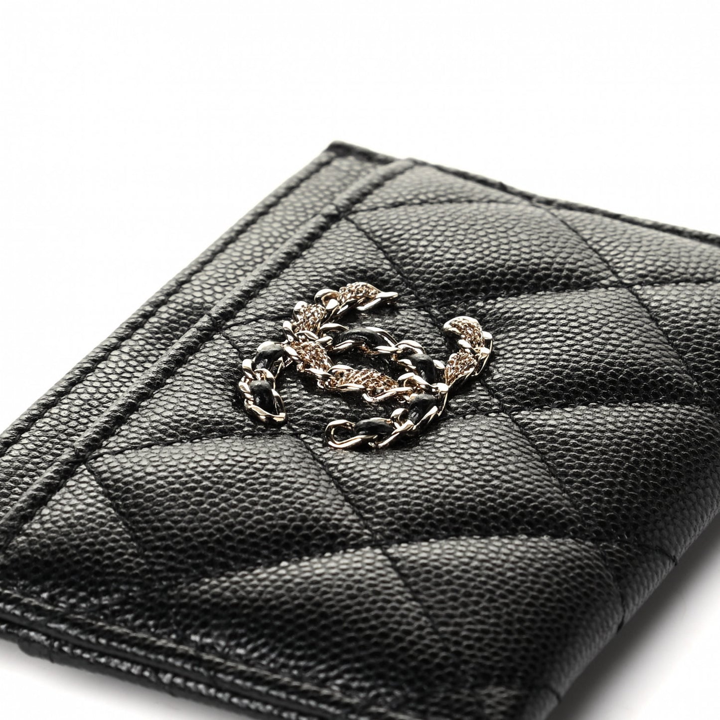 Caviar Quilted French New Wave Card Holder Black