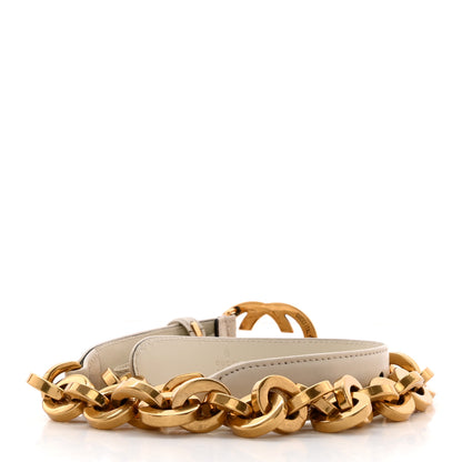 Gucci Plutone Calfskin Interlocking G 25mm Chain Belt 80 32 White 2 of 9