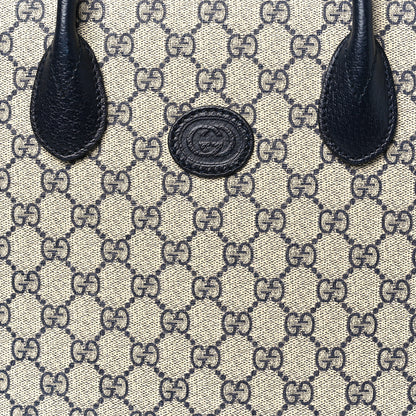 Gucci GG Supreme Monogram Textured Dollar Calfskin Small Retro Interlocking G Tote Bag Beige Blue 8 of 10