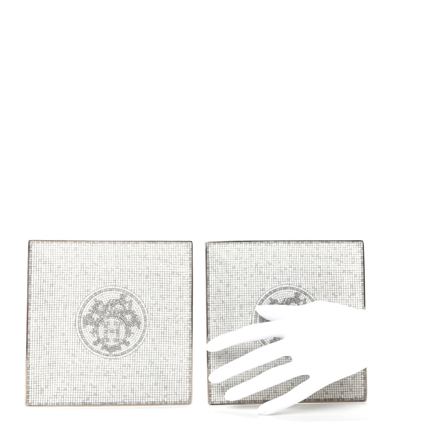 Porcelain Mosaique Au 24 Square Plate Set of 2 Platine