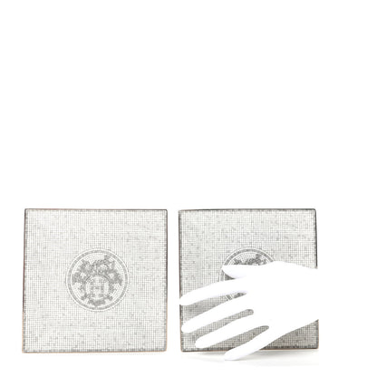 Hermes Porcelain Mosaique Au 24 Square Plate Set of 2 Platine 2 of 5