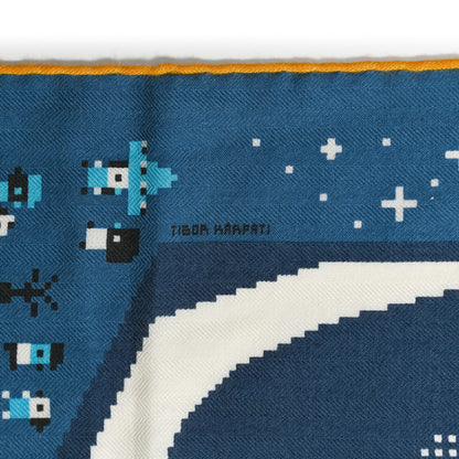 Hermes Cashmere Silk Faubourg Party 100 Turquoise Marine Jaune 3 of 5