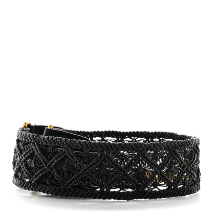 Christian Dior Raffia Woven Shoulder Strap Black 2 of 7