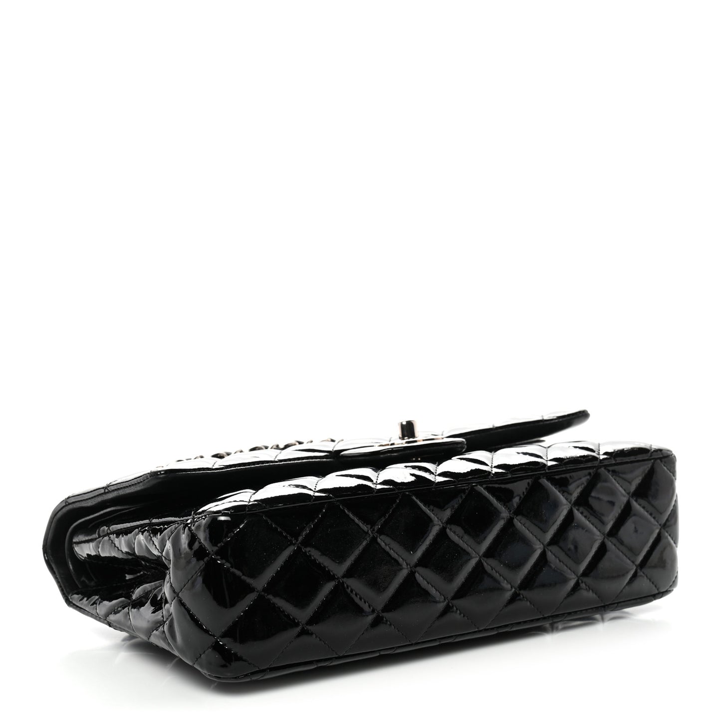 Patent Quilted Medium Double Flap Black