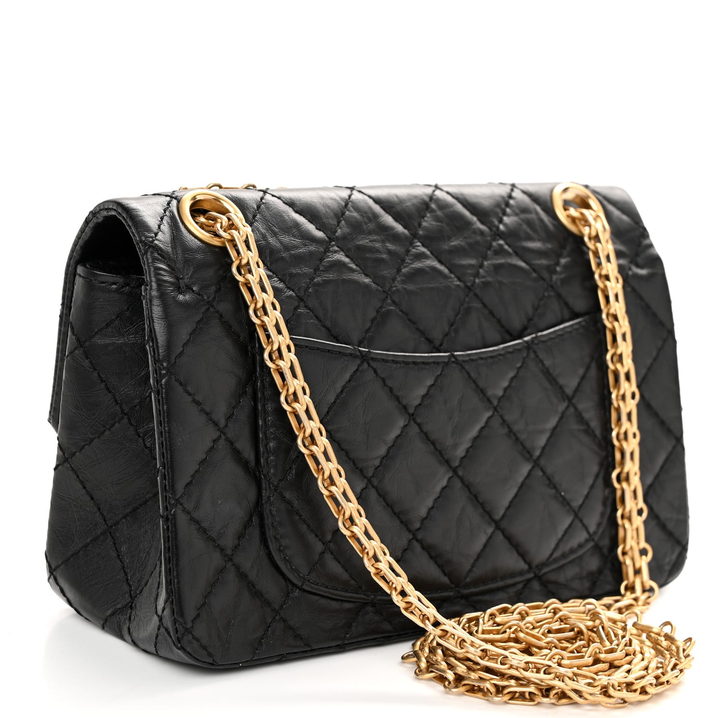 Aged Calfskin Quilted 2.55 Reissue Mini Flap Black