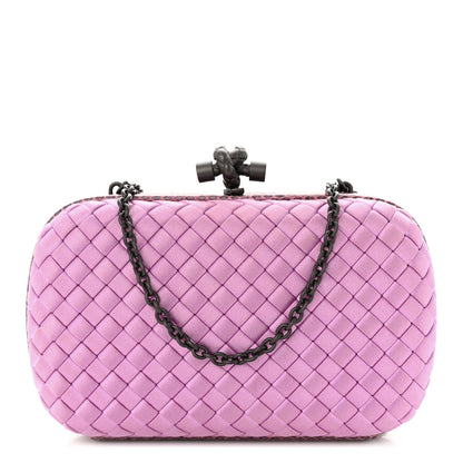 Bottega Veneta Satin Intreccio Impero Ayers Knot Clutch Orchid 1 of 9